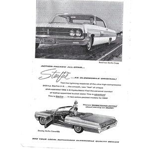 Starfire Action Packed Convertible Oldsmobile Car 1960s Vintage Print Ad 9 in